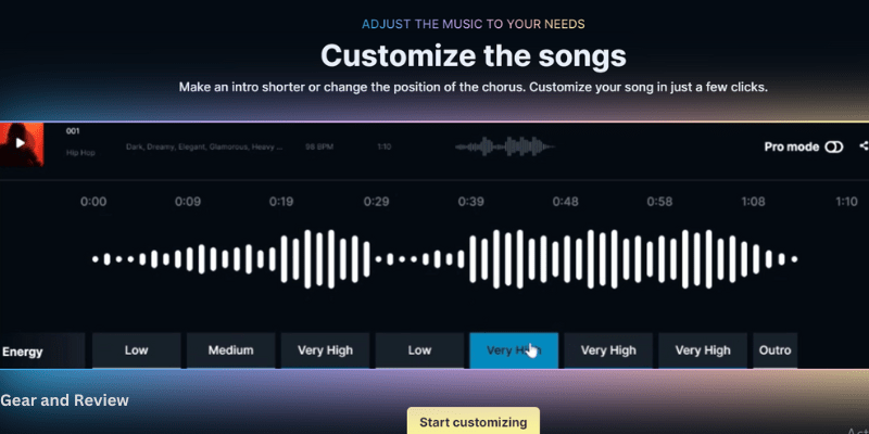 Songs Customization Feature of Soundraw AI