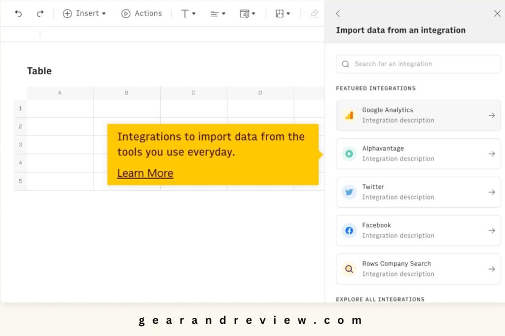 Rows AI integration feature