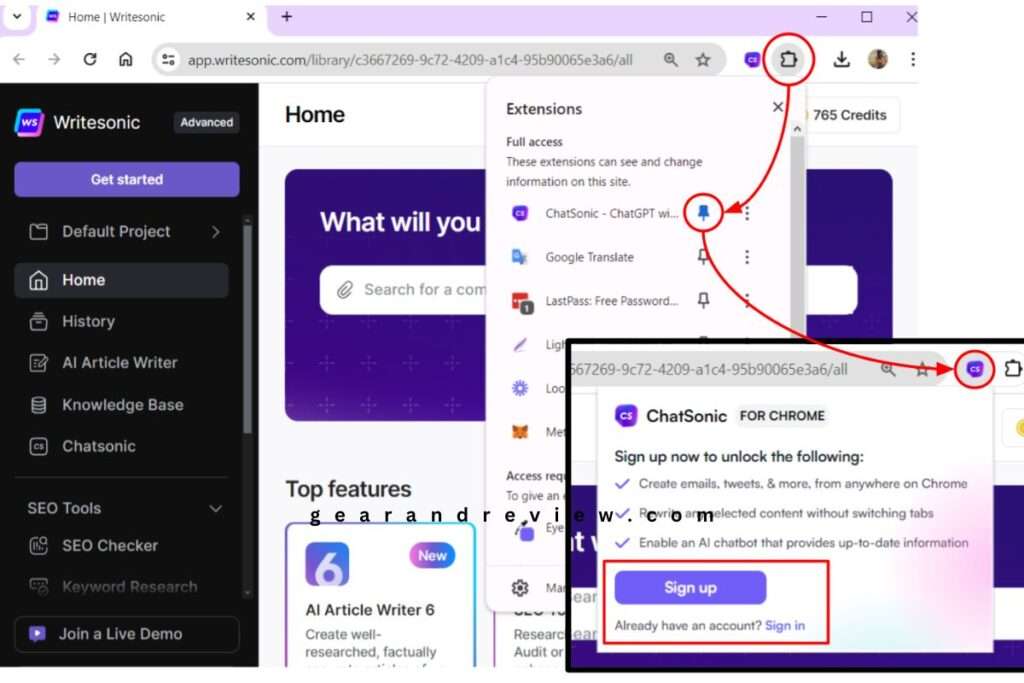 Chatsonic chrome extension
