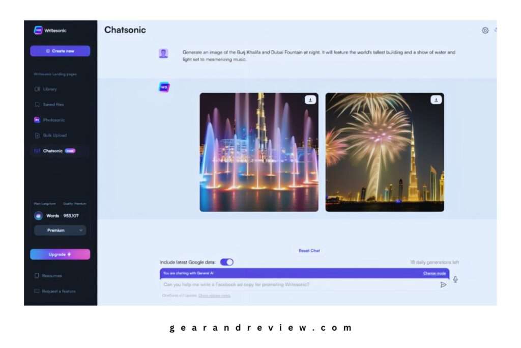 Chatsonic image generation
